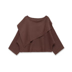 Women's Oversized Knit Poncho with Asymmetrical Ruffle Collar Fashion Glam
