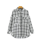 Women's Checked Boucle Shirt Jacket in Oversized Shacket Style with Chest Pockets Fashion Glam