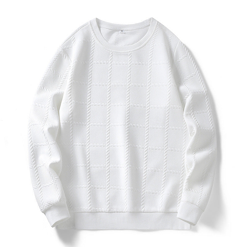 Men's finely structured round neck knitted pullover with check pattern and casual cut Fashion Glam
