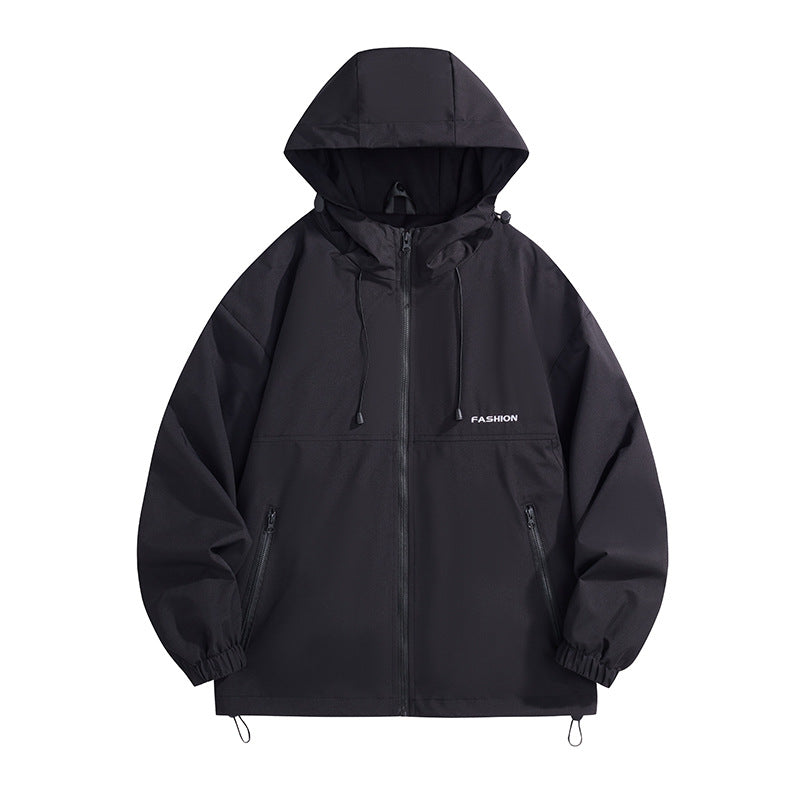 Men's Tech Hooded Windbreaker with Adjustable Hem and Water-Repellent Membrane Fashion Glam