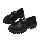 Women Chunky Patent Loafers with Thick Profile Sole and Chain Decoration Fashion Glam