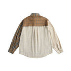 Men's Patchwork Checkered Cotton Flannel Shirt in Oversized Fit with Chest Pocket Fashion Glam
