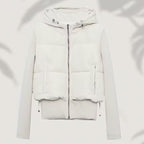 Women's short cut hybrid padded jacket with hood, ribbed cuffs and drawstring Fashion Glam