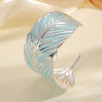 Ladies Open Cuff Bracelet in Tropical Leaf Design Fashion Glam