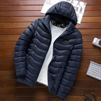 Men's ultralight quilted down jacket with hood, wind-resistant outer shell and packing function Fashion Glam