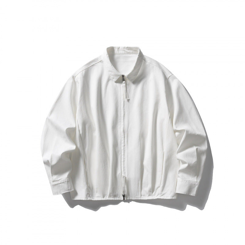 Unisex Boxy over-jacket with shirt collar, concealed zipper and soft drape Fashion Glam