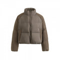 Women's short padded jacket with cord sleeves and high stand-up collar Fashion Glam