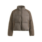 Women's short padded jacket with cord sleeves and high stand-up collar Fashion Glam