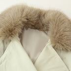 Women's double-breasted blouson with removable faux fur collar, waist drawstring and adjustable cuffs Fashion Glam