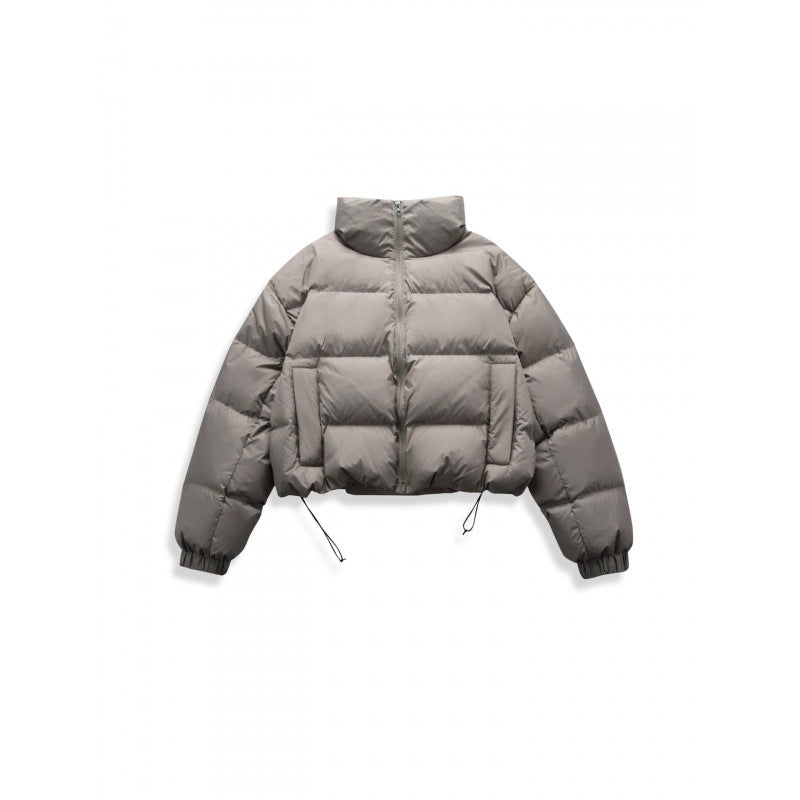 Women's short quilted winter jacket in cropped style with high stand-up collar Fashion Glam