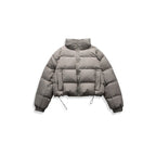 Women's short quilted winter jacket in cropped style with high stand-up collar Fashion Glam