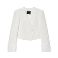 Women cropped double-breasted blazer with V-neck and cuffed sleeves Fashion Glam