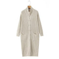 Women Long Chunky Knit Cardigan with Shawl Collar, Button Placket and Patch Pockets Fashion Glam
