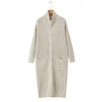 Women Long Chunky Knit Cardigan with Shawl Collar, Button Placket and Patch Pockets Fashion Glam