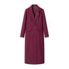 Ladies Double-breasted tailored wool blend coat with lapel collar and flap pockets Fashion Glam