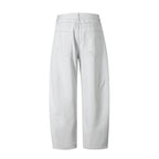 Women's Wide High-Waist Cropped Jeans with Visible Button Placket, Raw Hem and Utility Seams Fashion Glam