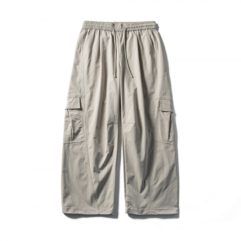 Men's Loose Cargo Pants with Elastic Waistband, Drawstring and Functional Side Pockets Fashion Glam