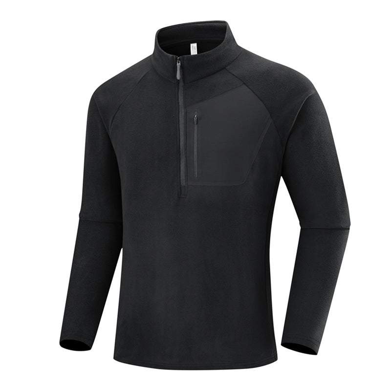 Men's Lightweight Performance Fleece Pullover with Quarter Zip and Chest Pocket Fashion Glam