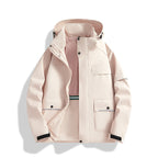 Men's three-layer trekking jacket with welded seams, hood, and multifunction pockets Fashion Glam