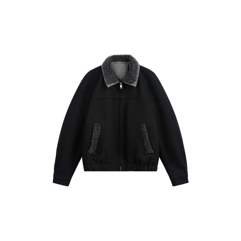 Men's bomber jacket with teddy collar, zipper, and elastic hem Fashion Glam