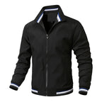 Men's Sporty-Light College Bomber Jacket with Ribbed Collar and Stripe Details Fashion Glam