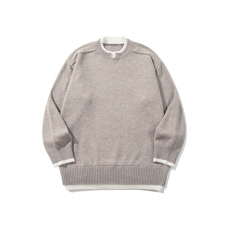 Unisex Relaxed-Fit Fine Knit Sweater with Contrast Cuffs and Extended Ribbed Hem Fashion Glam