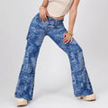 Ladies Cargo-Flared-Jeans with Camouflage Wash Fashion Glam