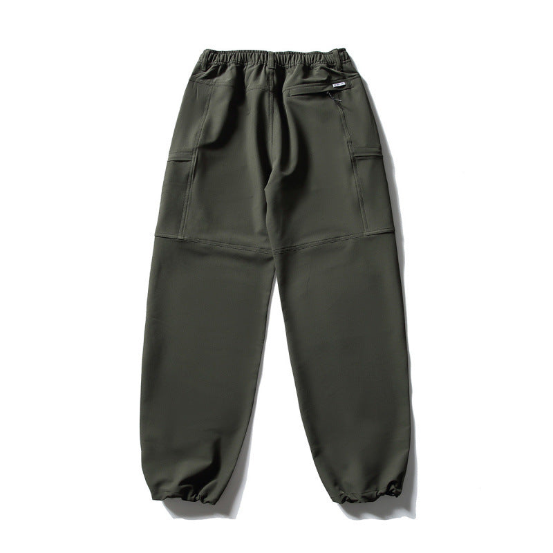 Men's Technical Cargo Casual Pants with Elastic Waistband, Knee Panels, and Zipper Pockets Fashion Glam