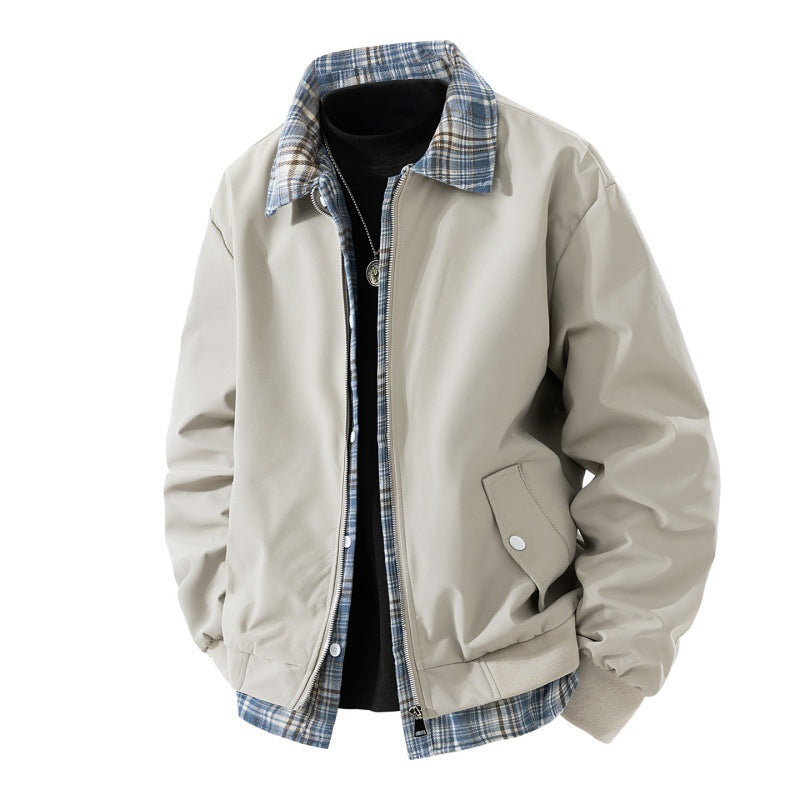 Men's casual two-layer short jacket in a layered look with plaid lining Fashion Glam