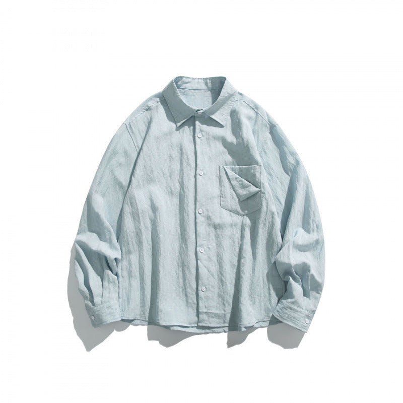 Unisex Oversize lightweight linen blend shirt with chest pocket and loose boxy cut Fashion Glam