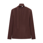Women's Tailored Blazer with Bow, V-Neck and Flap Pockets Fashion Glam