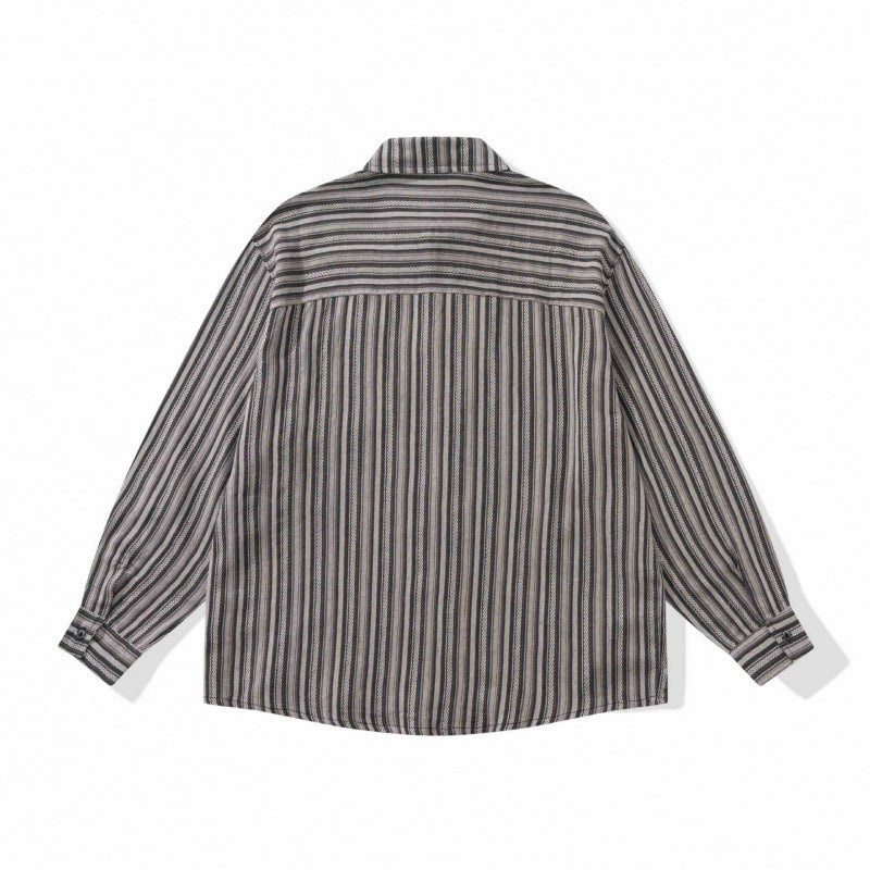 Unisex Oversize-Longsleeve Shirt with Vertical Striped Pattern and Chest Pocket Fashion Glam