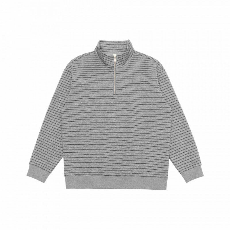 Unisex Oversize fine knit pullover with half zipper and stand-up collar Fashion Glam