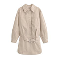 Ladies longline shirt dress with waist belt and oversized silhouette Fashion Glam