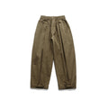 Women Wide High-Waist Pleated Pants with Elastic Drawstring and Cuffed Hem Fashion Glam