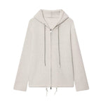 Women's chunky knit hooded jacket with zipper and drawstring Fashion Glam