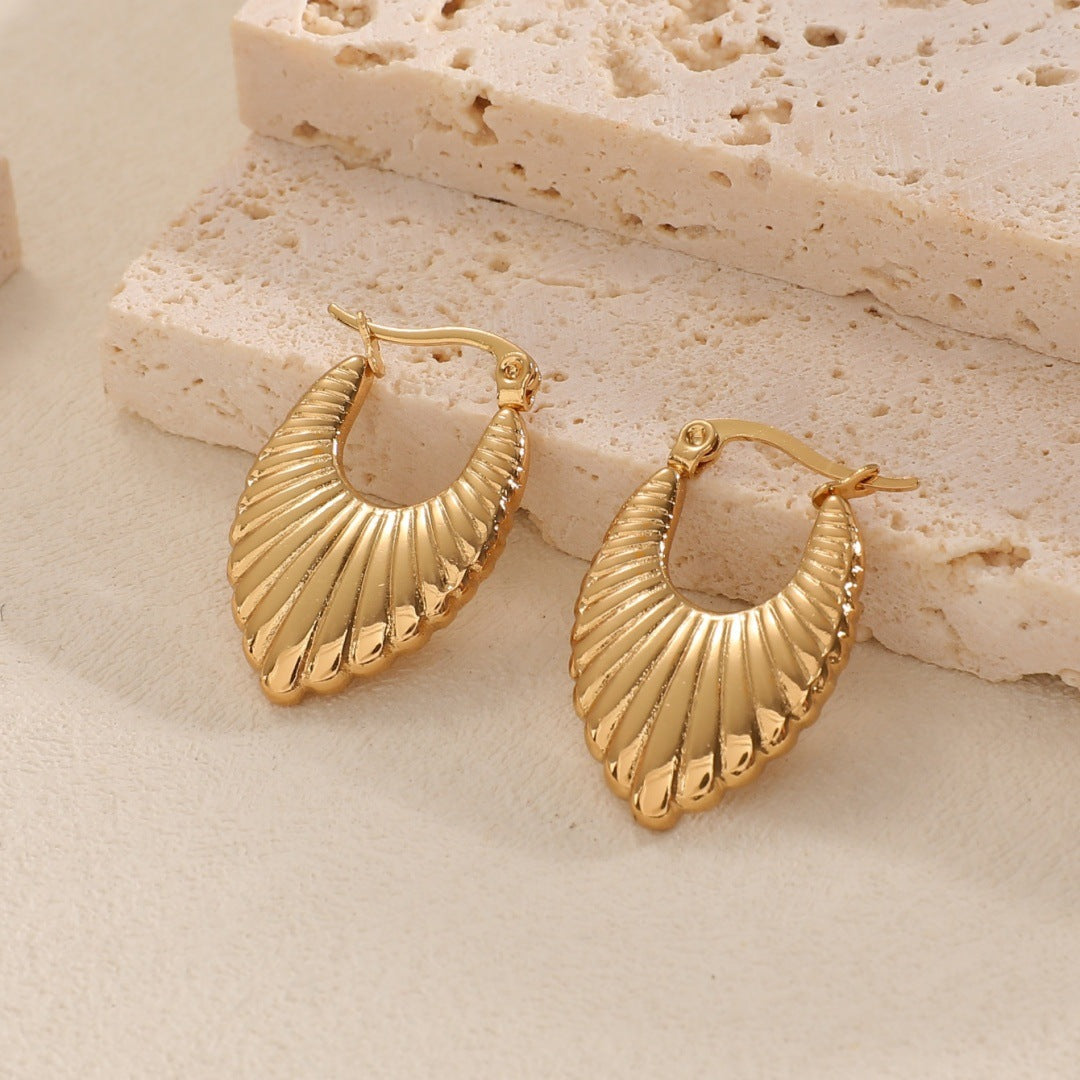 Women's Hanging Earrings with Integrated, Textured Design Fashion Glam