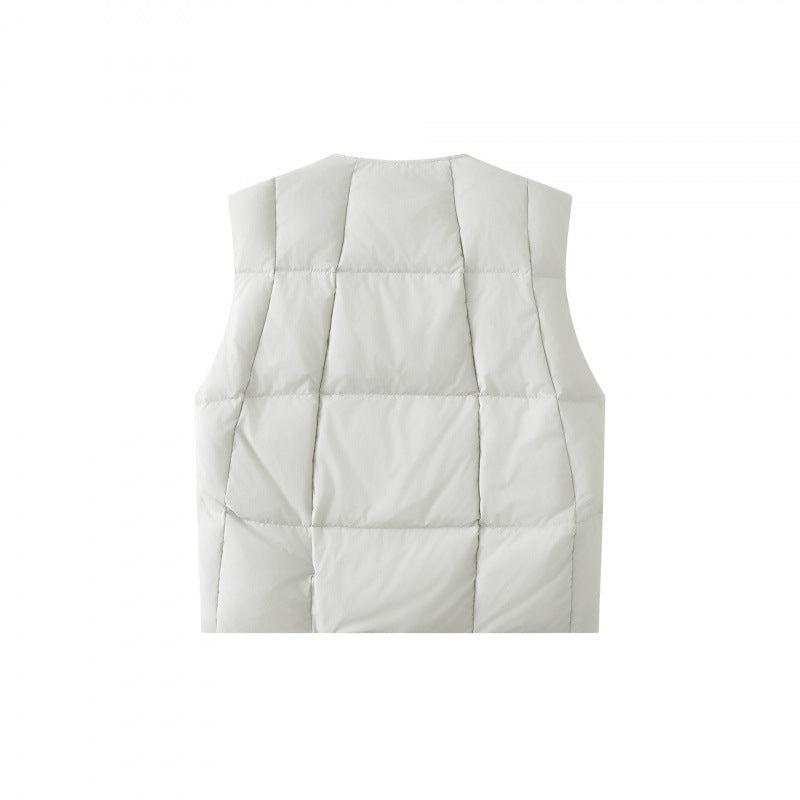 Unisex Quilted lightweight quilted vest with round neckline and two-way zipper Fashion Glam
