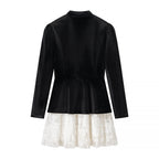 Women’s tailored peplum blazer with emphasized shoulders, cut-out neckline, and decorative cord Fashion Glam