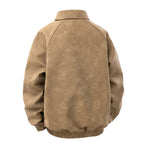 Men's Suede-Look Blouson Jacket with Shirt Collar and Elastic Cuffs Fashion Glam