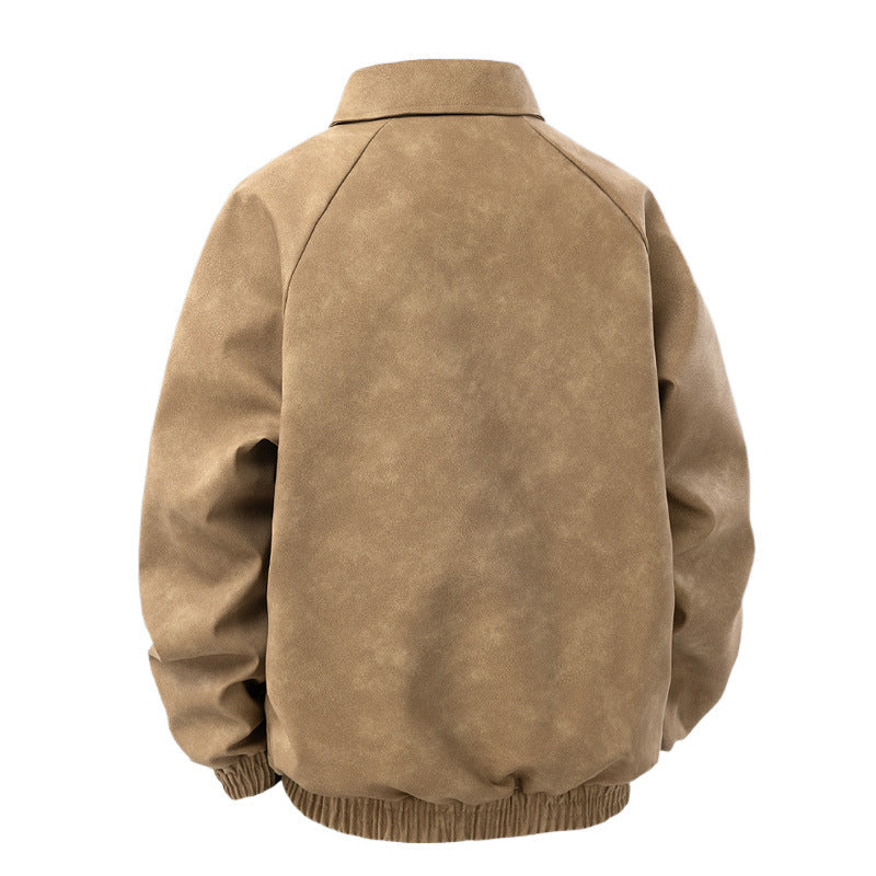 Men's suede look zip jacket in retro bomber style with Kent collar and elastic hem Fashion Glam