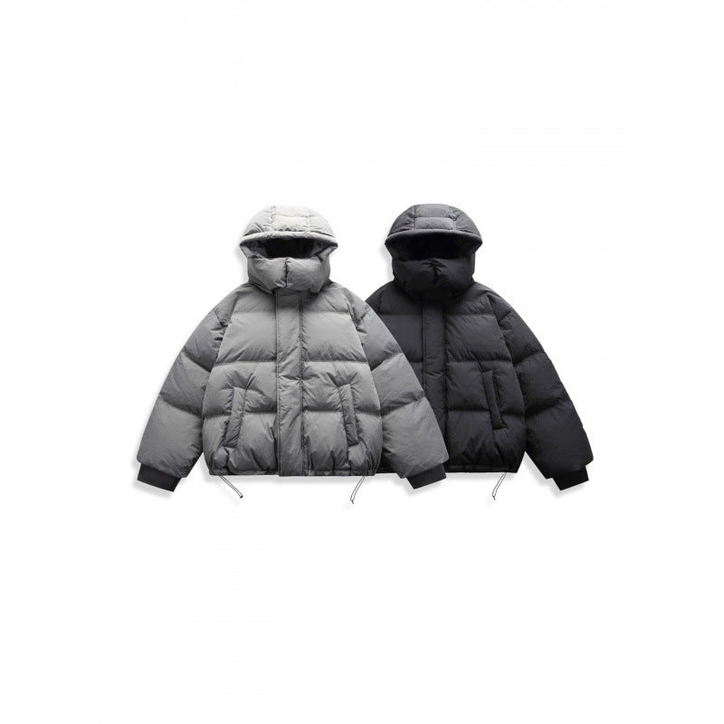 Unisex Short Padded Jacket with Hood, High Stand-Up Collar, and Adjustable Hem Fashion Glam