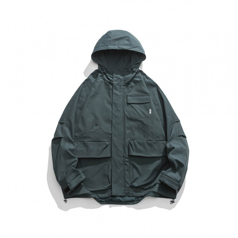 Unisex Boxy-Utility-Hooded Jacket with Multiple Pockets, Adjustable Hem and Windproof Shell Fashion Glam