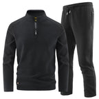 Men's Fleece Training Set with Stand-up Collar and Elastic Waistband Fashion Glam