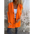 Women's Midi Length Oversized Coat made of Wool Blend with Clear Button Placket and Minimalist Lapels Fashion Glam
