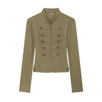 Ladies tailored field jacket in regimental style with stand-up collar and decorative stripes Fashion Glam