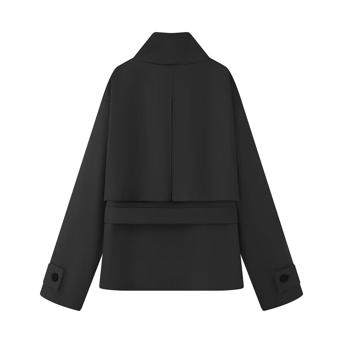 Women's Short Jacket in Utility Style with Waist Belt and Flap Pockets Fashion Glam