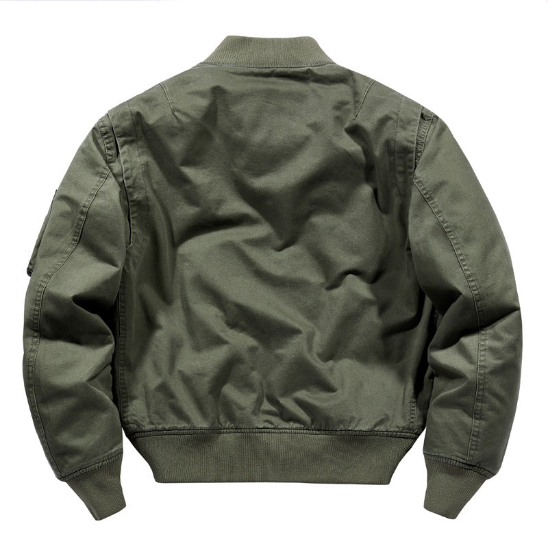 Men's Short-Cut Canvas Bomber Jacket in Utility-Field Style with Pocket Organizer Fashion Glam