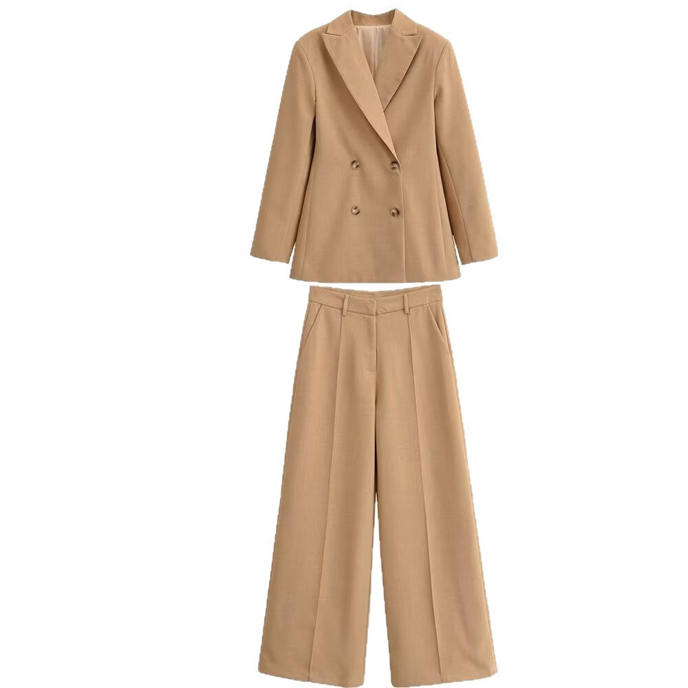Women's high-waisted wide pleated trousers with continuous crease and side pockets Fashion Glam