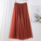 Women's Tulle Skirt Layered Floor-Length A-Line Elastic Waistband